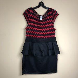 Chevron sheer Peplum dress